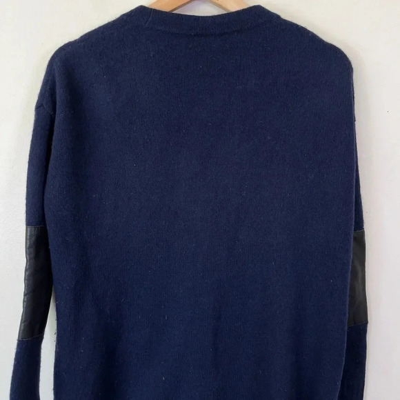 Madewell Lambswool Leather Trim Navy Cardigan - Picture 10 of 12